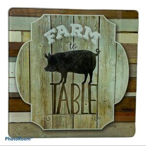 Glass Cheese Cutting Serve Board CounterArt Farmhouse Set with Knife